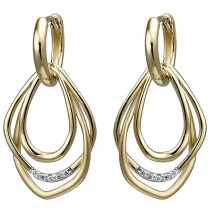 Creolen 925 Sterling Silber gold vergoldet 10 Zirkonia Ohrringe