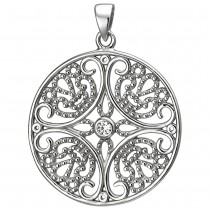 Anhänger rund 925 Sterlingsilber 1 Zirkonia Silberanhänger