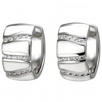 Creolen 925 Sterlingsilber 30 Zirkonia und weiße Emaille-Einlagen