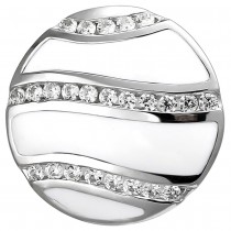 Anhänger 925 Sterlingsilber mit weißer Emaille und 24 Zirkonia