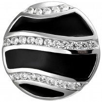 Anhänger 925 Sterlingsilber mit schwarzer Emaille und 24 Zirkonia