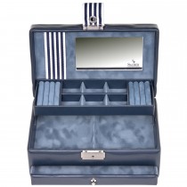 Schmuckkoffer Schmuckkasten YOUNG blau Schloss Spiegel Schublade