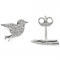 Ohrstecker Vogel 925 Sterlingsilber 34 Zirkonia Ohrringe Silberohrringe