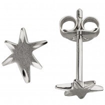 Ohrstecker Stern 925 Sterlingsilber mattiert Ohrringe Silberohrringe