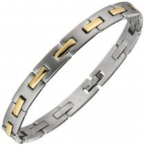 Armband Edelstahl bicolor teil matt 21cm