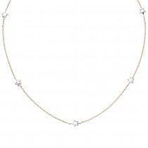 Collier Halskette Stern 375 Gelbgold Weißgold bicolor diamantiert 43cm