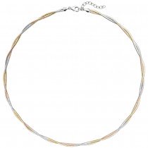 Collier Halskette 925 Sterlingsilber bicolor vergoldet 49cm Kette