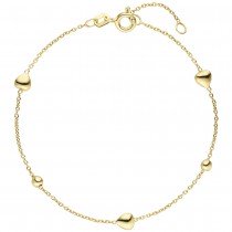 Armband Herz Kugel 925 Sterlingsilber vergoldet 19cm