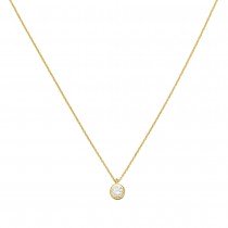 Collier Kettte mit Anhänger 925 Silber vergoldet 1 Zirkonia 43cm Kette