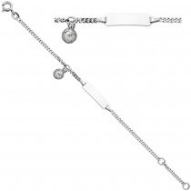 Schildband Fussball 925 Sterlingsilber 14cm Gravur ID Armband