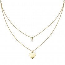 Collier Herz 925 Sterlingsilber vergoldet 1 Zirkonia 44cm