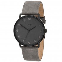 Herren Armbanduhr Quarz Analog Edelstahl Lederband grau Herrenuhr