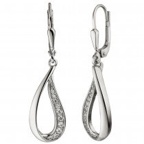 Ohrhänger Tropfen 925 Sterlingsilber 20 Zirkonia Ohrringe