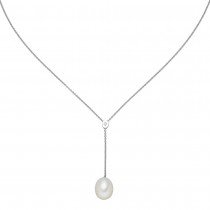 Collier 925 Sterlingsilber 1 Süßwasser Perle 1 Zirkonia 45cm Silberkette