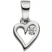 Anhänger Kleines Herz 925 Sterlingsilber 1 Zirkonia Herzanhänger