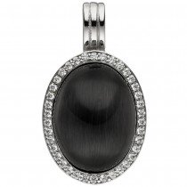 Anhänger Einhänger Oval 925 Sterlingsilber Mondstein-Imitation und 38 Zirkonia