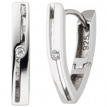 Creolen 925 Sterlingsilber 2 Zirkonia Ohrringe Silbercreolen Silberohrringe