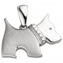Anhänger Hund 925 Sterlingsilber mattiert Silberanhänger