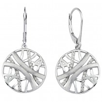 Ohrhänger 925 Silber mattiert 32 Zirkonia Ohrringe Boutons Silberohrringe