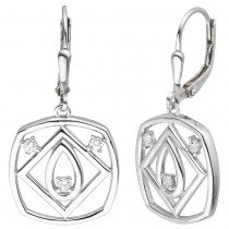 Ohrhänger 925 Sterlingsilber 6 Zirkonia Ohrringe Boutons Silberohrringe
