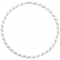 Collier Halskette 925 Silber matt 144 Zirkonia 45cm Kette Silberkette