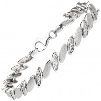 Armband 925 Sterlingsilber matt 52 Zirkonia 19cm Silberarmband