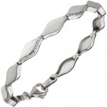 Armband 925 Sterlingsilber teil matt 55 Zirkonia 19cm Silberarmband