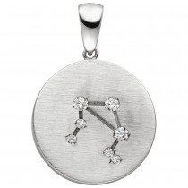 Anhänger Sternzeichen Waage 925 Sterlingsilber matt 7 Zirkonia Silberanhäng