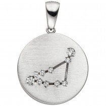Anhänger Sternzeichen Steinbock 925 Sterlingsilber matt 10 Zirkonia Silbera