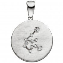 Anhänger Sternzeichen Wassermann 925 Sterlingsilber matt 11 Zirkonia Silber