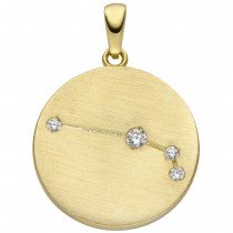 Anhänger Sternzeichen Widder 333 Gelbgold matt 4 Zirkonia Goldanhänger