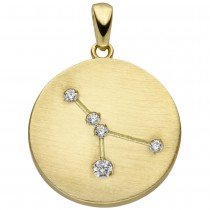 Anhänger Sternzeichen Krebs 333 Gelbgold matt 5 Zirkonia Goldanhänger