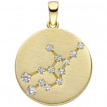 Anhänger Sternzeichen Jungfrau 333 Gelbgold matt 13 Zirkonia Goldanhäng