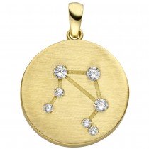 Anhänger Sternzeichen Waage 333 Gelbgold matt 7 Zirkonia Goldanhänger