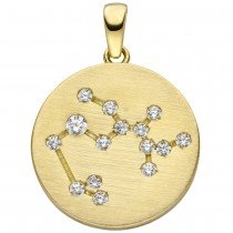 Anhänger Sternzeichen Schütze 333 Gelbgold matt 15 Zirkonia Goldanhänge