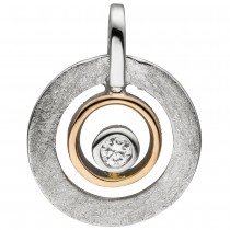 Anhänger 585 Rotgold bicolor eismatt 1 Diamant Brillant
