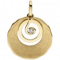 Anhänger 585 Gelbgold eismatt 1 Diamant Brillant Diamantanhänger 1.9g