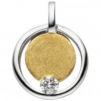 Anhänger 585 Gelbgold bicolor eismatt 1 Diamant Brillant