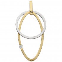 Anhänger 585 Gelbgold Weißgold bicolor eismatt 1 Diamant Brillant