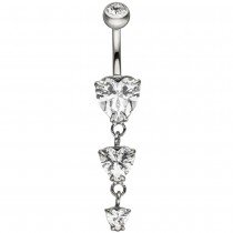 Bauchnabel Piercing Herzen Edelstahl 4 Zirkonia