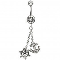 Bauchnabel Piercing Anker Steuerrad Edelstahl mit SWAROVSKI® ELEMENTS