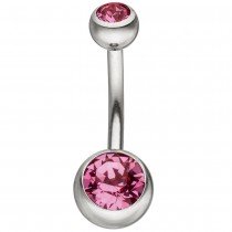 Bauchnabel Piercing Edelstahl mit SWAROVSKI® ELEMENTS rosa