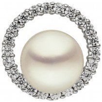 Anhänger 925 Sterlingsilber 1 Süßwasser Perle 22 Zirkonia Perlenanhänger