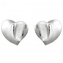 Ohrstecker Herz 925 Sterlingsilber eismatt Ohrringe Silberohrringe