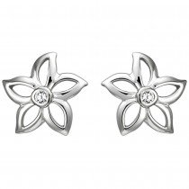 Ohrstecker Blume 925 Sterlingsilber 2 Zirkonia Ohrringe Silberohrringe