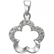 Anhänger Blume 925 Sterlingsilber 14 Zirkonia Silberanhänger