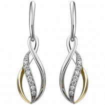 Ohrhänger 925 Sterlingsilber bicolor vergoldet 14 Zirkonia Ohrringe