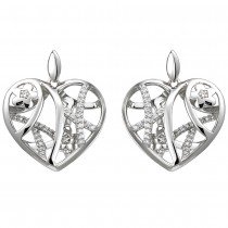 Ohrhänger Herz/Blumen 925 Sterlingsilber 70 Zirkonia Ohrringe