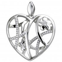 Anhänger Herz mit Blumen 925 Sterlingsilber 47 Zirkonia Silberanhänger
