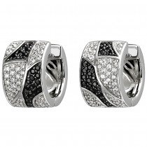 Creolen 925 Sterlingsilber 114 Zirkonia schwarz und weiß Ohrringe